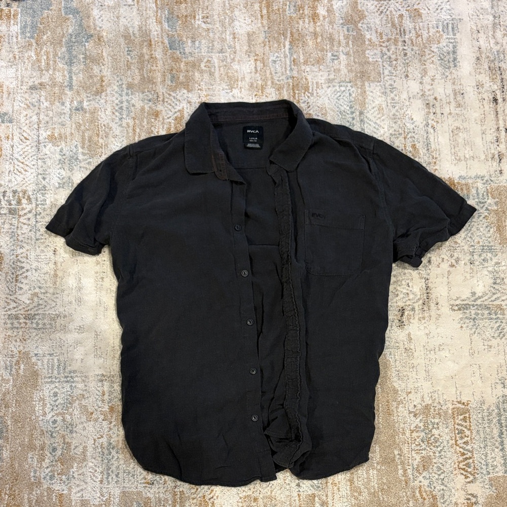 RVCA Men's Charcoal Button Down Shirt